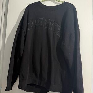 PINK Victoria's Secret Black Crewneck Pullover with Tonal Logo
